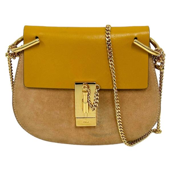 Chloe クロエ Drew ドリュー スウェード レザー ショルダーバッグ イエロー系 レディース...