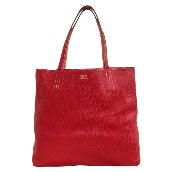 HERMES エルメス ドゥブルセンス45 トリヨンクレマンス □Q刻印 レッド サーモンピンク リ...