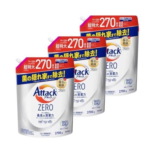 【3個セット】 花王 アタックZERO 液体洗剤 デカラクサイズ 詰め替え 2700g 大容量 超特...