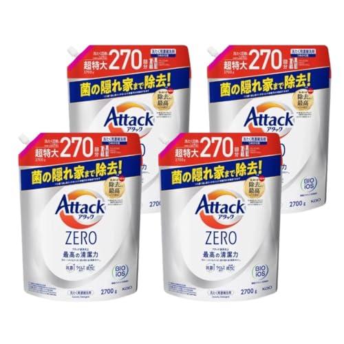 【4個セット】 花王 アタックZERO 液体洗剤 デカラクサイズ 詰め替え 2700g 大容量 超特...