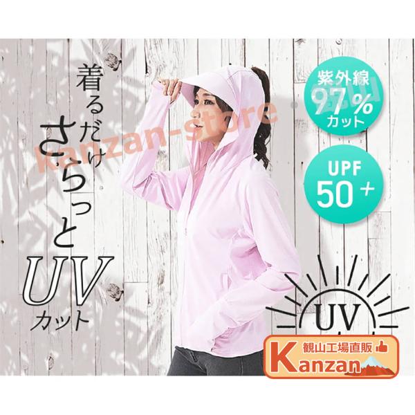 UV カットパーカー レディース 紫外線対策 紫外線 UVカットパーカー 長袖 指孔 接触冷感 ロン...