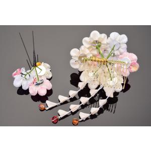 かんざし 髪飾り 七五三 白と薄ピンク 千代花...の詳細画像3