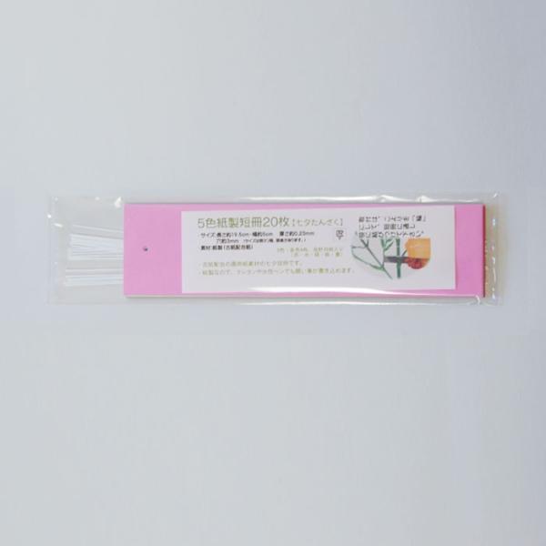 5色紙製短冊20枚・取付用こより付き　約19.5x5cm　七夕たんざく　●ネコポス対応●