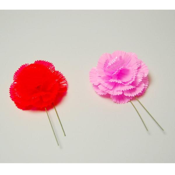 カーネーション（花笠用）プラスチック製　赤色・ピンク色2種類から選んでください。