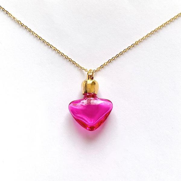 フレグランスペンダント　穴あきハート ピンク