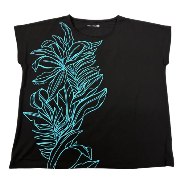 クールタッチラインリーフトップス フラTシャツ Maunaloa BLACK/YCA-6103/KO...