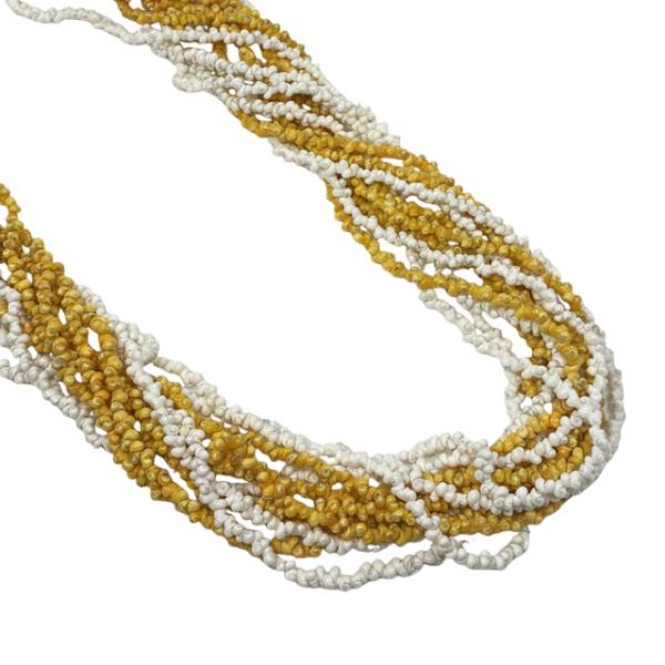 【特価】12連モンゴシェルネックレス　イエローホワイト/150cm/品番SL031