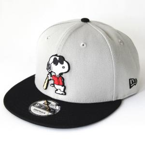 ニューエラ NEWERA xPEANUTS コラボ 帽子 9FIFTY スヌーピー ジョー・クール グレー ブラックバイザー｜kappacraft