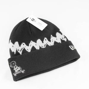 ニューエラ NEWERA×PEANUTS コラボ キャップ ベーシック カフニット PEANUTS ピーナッツ チャーリー・ブラウン スケートボード ブラック