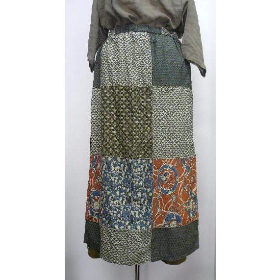 インド製ブティプリント　パッチワーク　スカートパンツ