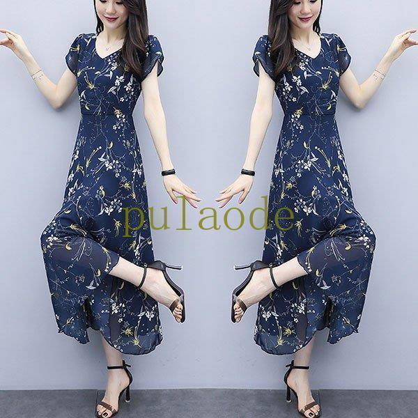 ワンピース レディース 40代 きれいめ 夏 マキシワンピース 半袖 シフォン 花柄 大きいサイズ ...