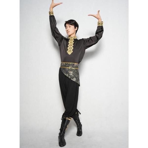 メンズ ダンス衣装 ステージ衣装 モンゴル舞踊 中華民族ダンス 衣装 長袖 サテンブラウス スパンコ...