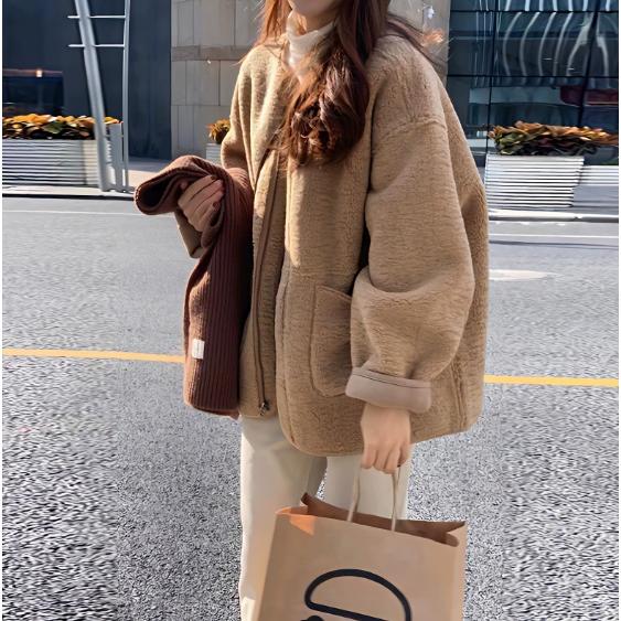 ブルゾン ノーカラー ボアブルゾン パイピング ボア コート ジャケット アウター レディース ふわ...