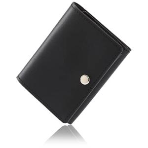 GLEVIO 財布 メンズ 三つ折り 三つ折り財布 イタリアンレザー 本革 エルバマット 小さい財布 父の日 ブラック