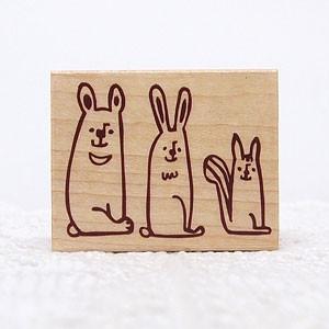 消しゴムはんこ ラバースタンプ 消しゴムスタンプ はな16 クマ・ウサギ・リス 北欧風 縦37mm×...