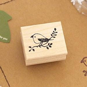 消しゴムはんこ ラバースタンプ 消しゴムスタンプ はんこどり 小枝の鳥さん 縦16mm×横23mm ...