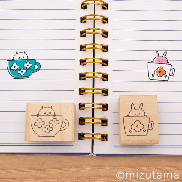 消しゴムはんこ ラバースタンプ 消しゴムスタンプ  mizutama アニマルカップ (全2種類) ...