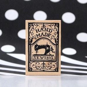 消しゴムはんこ ラバースタンプ 消しゴムスタンプ  つぶあん アンティークミシンHANDMADE 縦...