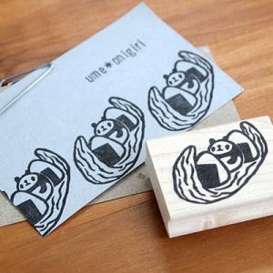 xipangu★【SALE】消しゴムはんこ★ねこ&パンダ 消しゴムはんこ ラバースタンプ 消しゴムスタンプ 和田真由子 おすわり