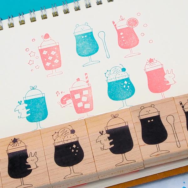 消しゴムはんこ ラバースタンプ 消しゴムスタンプ mizutama アイスフロートシリーズ 手帳 ス...