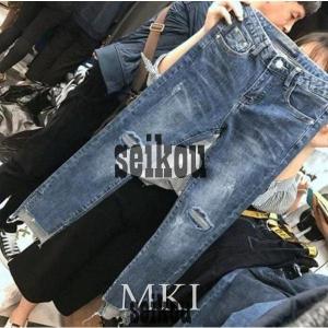 新作 2色 レディースジーンズ デニムパンツ ジーパン ストレッチ ダメージ スキニージーンズ スキニーパンツ カジュアル｜karakarashopping