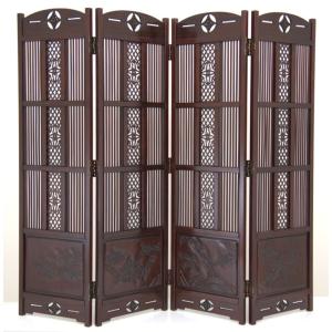 受注生産品 衝立 花梨 4枚屏風 漆仕上げ 唐木 唐木家具 W165xH140 no.401R