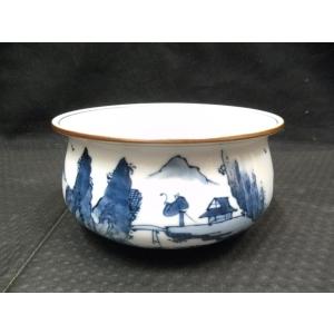 中古美品 京焼 橋本龍岳造 染付山水 建水 茶器 茶道具｜karakurirecycle