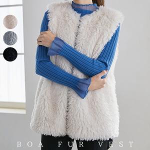 Blue Greed ボアベストベージュ 38 ブルーグリード ファー ボア ファー ベスト シープ風 レディース トップス ファーベスト