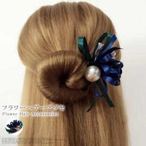 全品Point10倍!最大倍率50% ヘアアクセサリー クリップ パールビジュー ワイヤー コサージュ くるりんぱスティック かんざし フラワー お団子ヘアー 即納｜karei