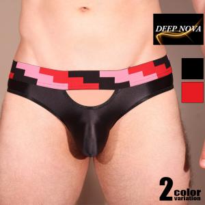 ビキニ メンズ DEEP NOVA/ディープノバ ピクセル風ウエストバンド 幾何学模様 フルバック ビキニ