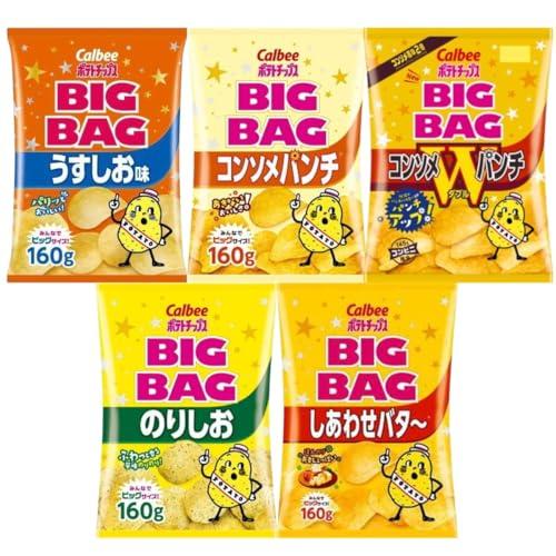 カルビー BIGBAG ビッグバッグ ポテトチップス 5種 × 各1袋 セット (うすしお コンソメ...