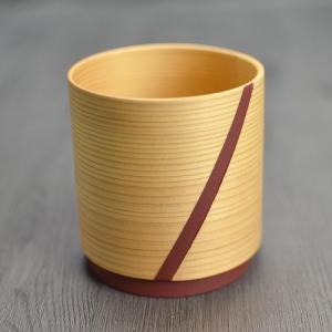 曲げわっぱ まげわっぱ 秋田杉 湯呑 喜 つつ 朱 320cc コップ 木製