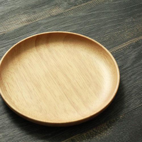 ウッドプレート ゴムの木 木製皿 直径18cm