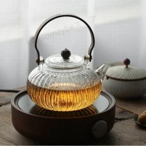 ガラスポット・かぼちゃ型 耐熱ガラス ティーポット パンプキン 透明