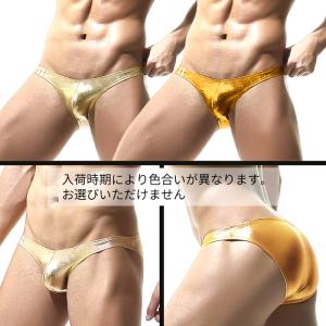 ビキニ ブリーフ メンズ ローライズ レザー調...の詳細画像4