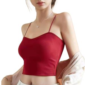 クロップド丈 カップ付き ブラトップ キャミソ...の詳細画像1