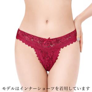 レディース Tバック ショーツ 透ける 総レー...の詳細画像1
