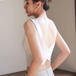 ブラトップ クロップド丈 カップ付き バックク...の詳細画像3