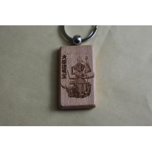 木彫りお守りキーホルダー　大威徳明王　木札　護符【送料無料】kw035