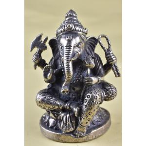 ガネーシャ（聖天、しょうてん）の置物[骨董風古銅色仕上げ]真鍮製