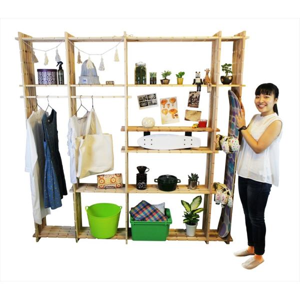 【木の組立家具・組手什ｋｕｄｅｊｕ】リビングラック