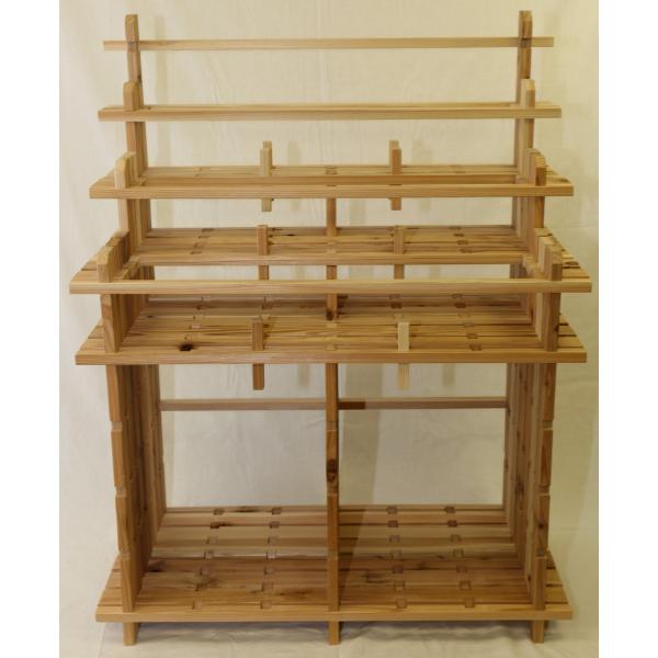 【木の組立家具・組手什ｋｕｄｅｊｕ】絵本ラック大（面取済み）