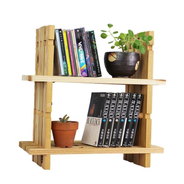 【木の組立家具・組手什ｋｕｄｅｊｕ】二段ブックスタンド