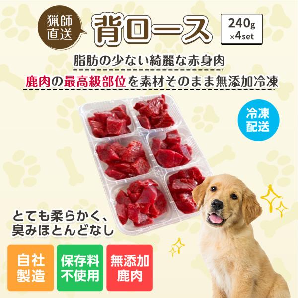 背 ロース 生肉 冷凍 240g×4 ペットフード ドッグフード ジビエ 犬用おやつ 愛犬おやつ 犬...