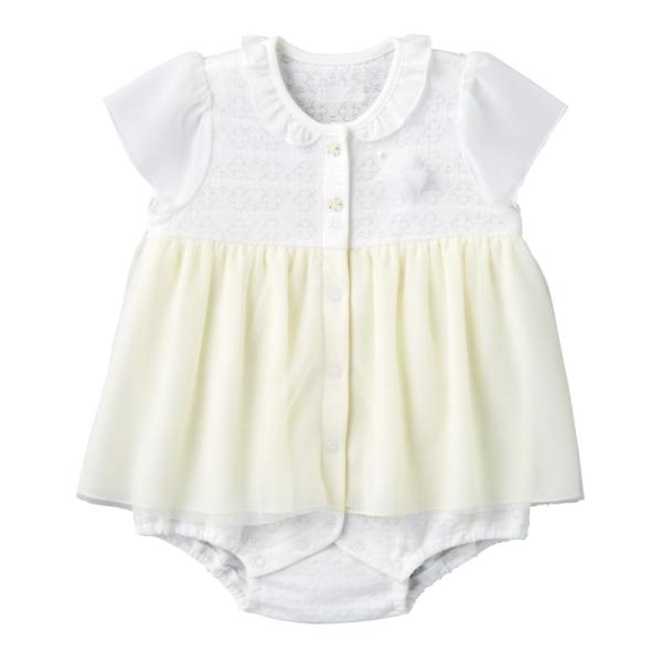 ミキハウスベビー mikihouse シフォンフリル付きフォーマルショートオール 70cm 42-1...