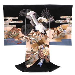 お宮参り 産着 のしめ 男児 正絹 着物 羽二重 豪華絢爛 金刺繍 祝着 鷹