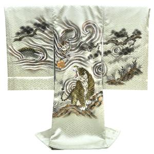 お宮参り 産着 のしめ 男児 正絹 着物 羽二重 豪華絢爛 金刺繍 祝着 鷹