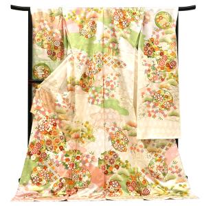 着物 振袖 辻が花 翠山工房 桐屋 謹製 翠山落款入り 金通し生地 未