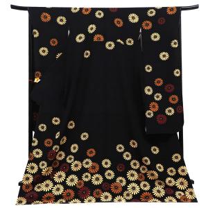 振袖 販売 黒 仕立て上がり 菊 正絹  購入 礼装 フォーマル