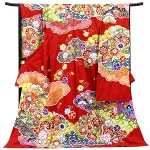 振袖 赤色 販売 仕立て付き 青柳 友禅 新品 購入 古典柄 雲取り 流水